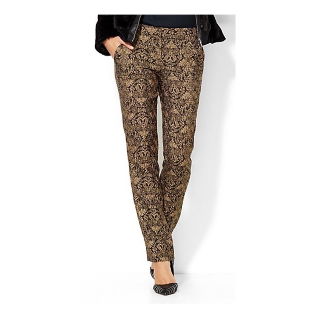 SLIM LEG PANT - RUNWAY - BLACK JACQUARD - 7TH AVE